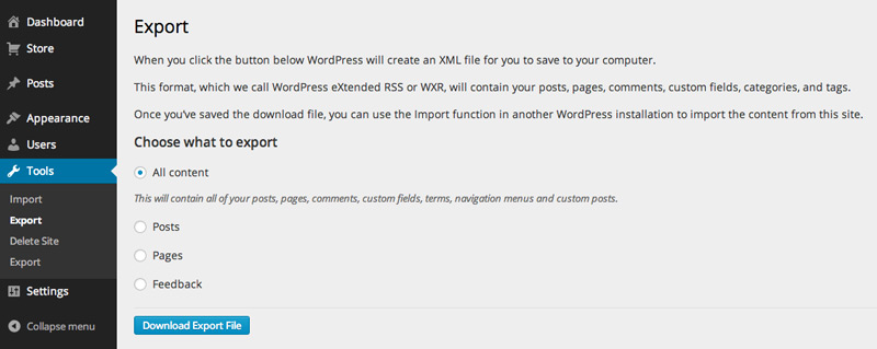 WordPress.com Export Posts