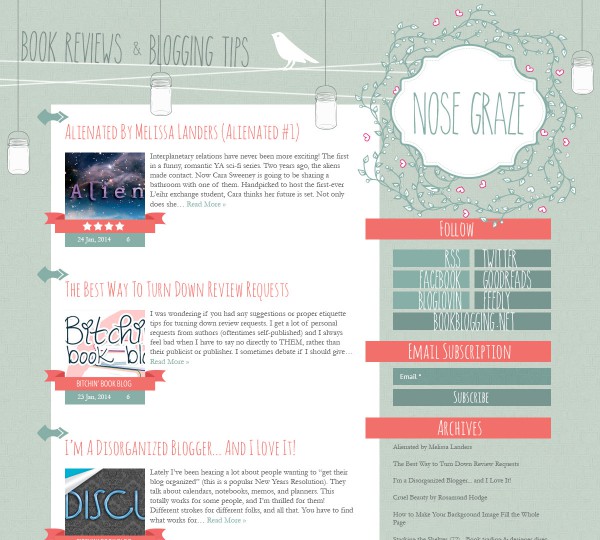 Nose Graze blog design with flowers and mason jars