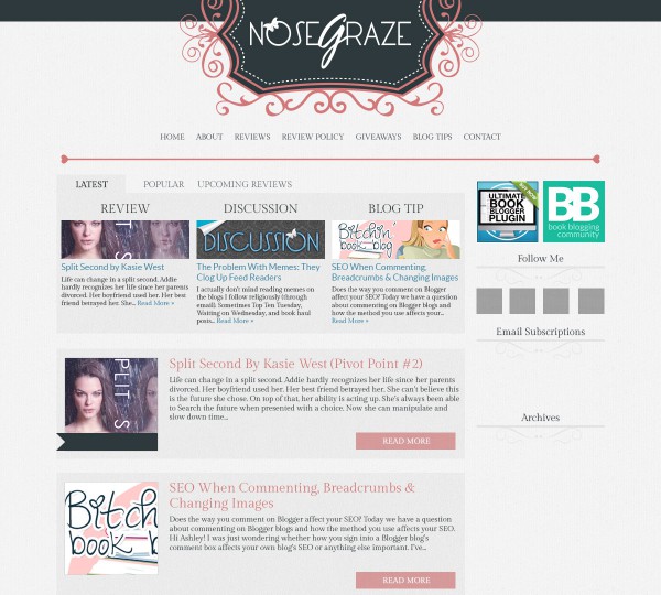 Nose Graze pink and grey design