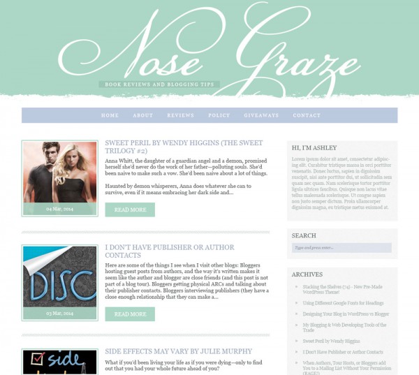 Green and blue blog design