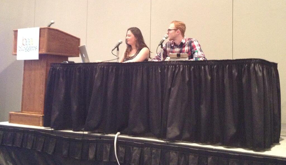 Ashley Evans and Jeremy West speaking at Design 101 Panel