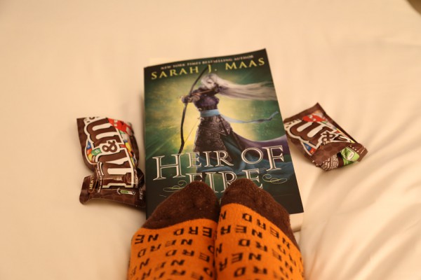 Reading Heir of Fire with M&Ms