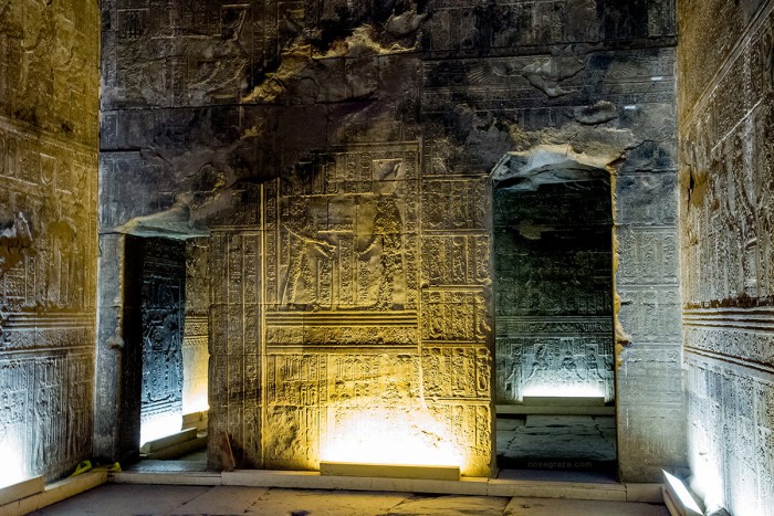 The lighting inside the Temple of Hathor