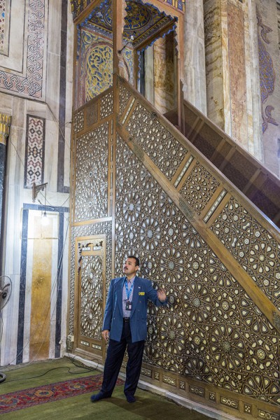 Stairs leading up to the mosque podium