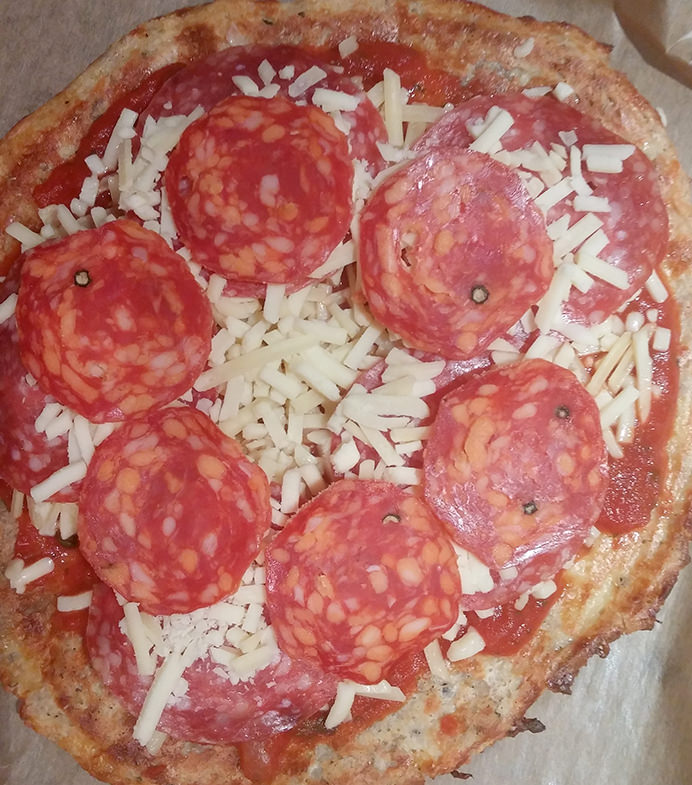 Low carb pizza with meat toppings