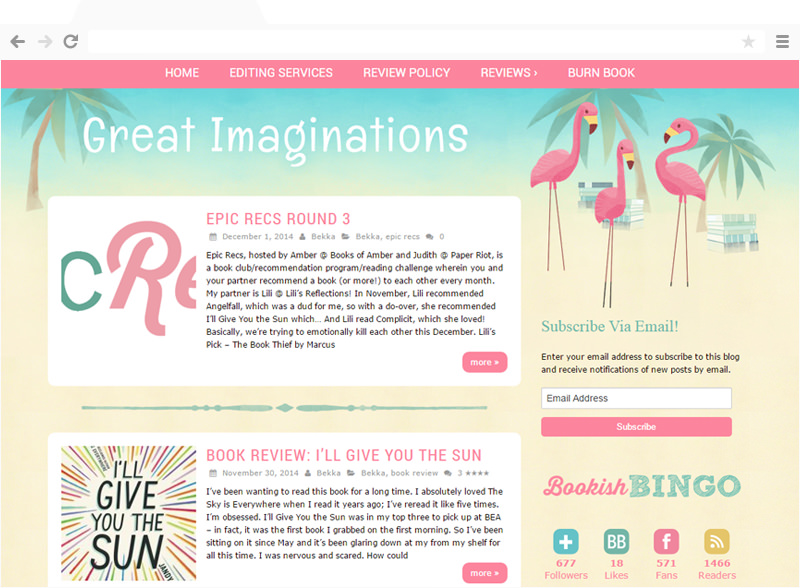 Great Imaginations blog design
