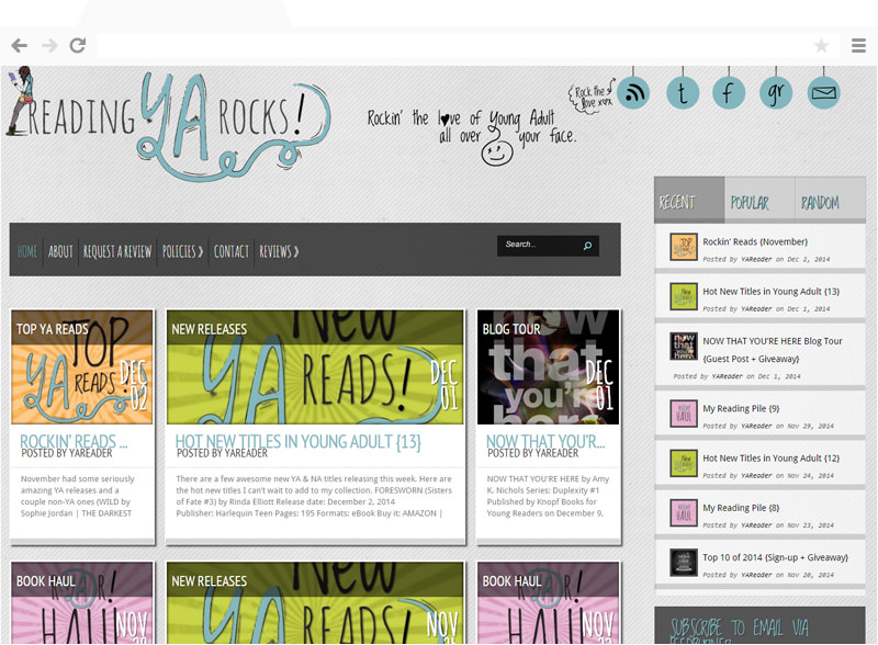 Reading YA Rocks blog design
