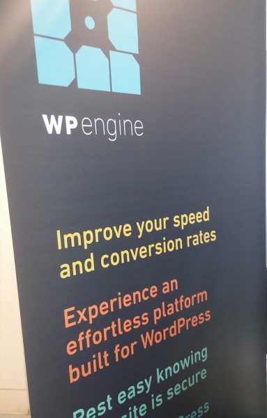 A WP Engine sign at WordCamp London