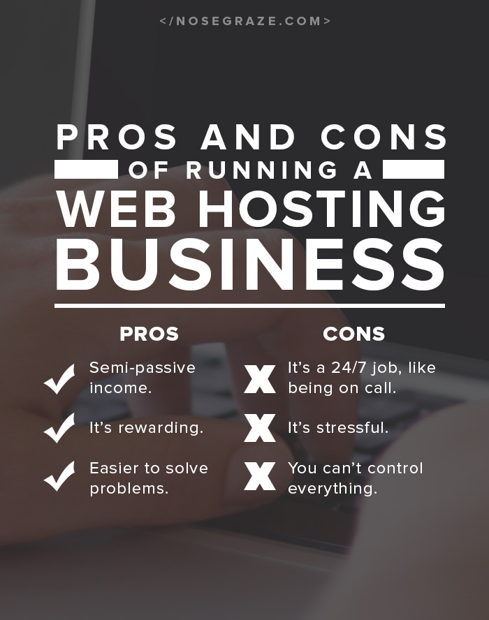 The pros and cons of running a web hosting business.