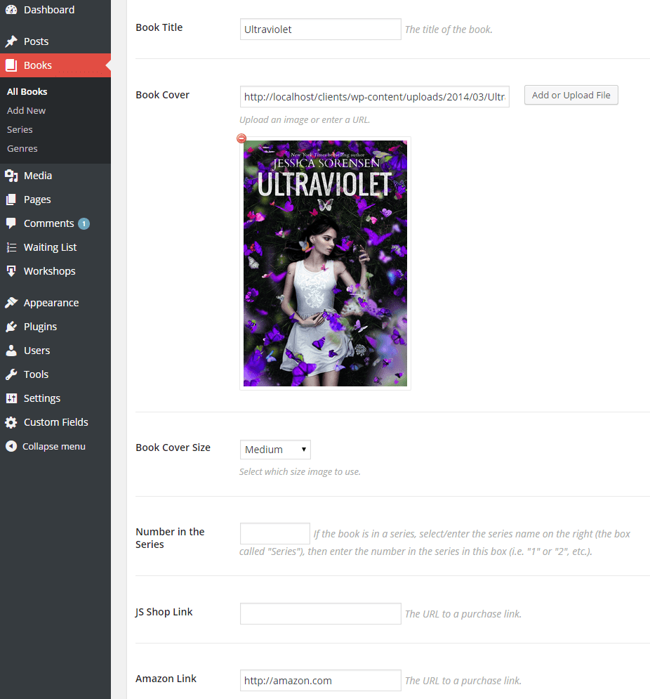 The "Add Book" page with the Novelist plugin