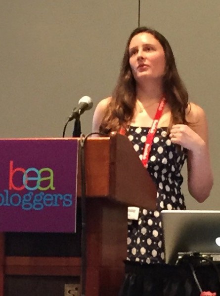 Photo of me speaking at BEA Blogger Con