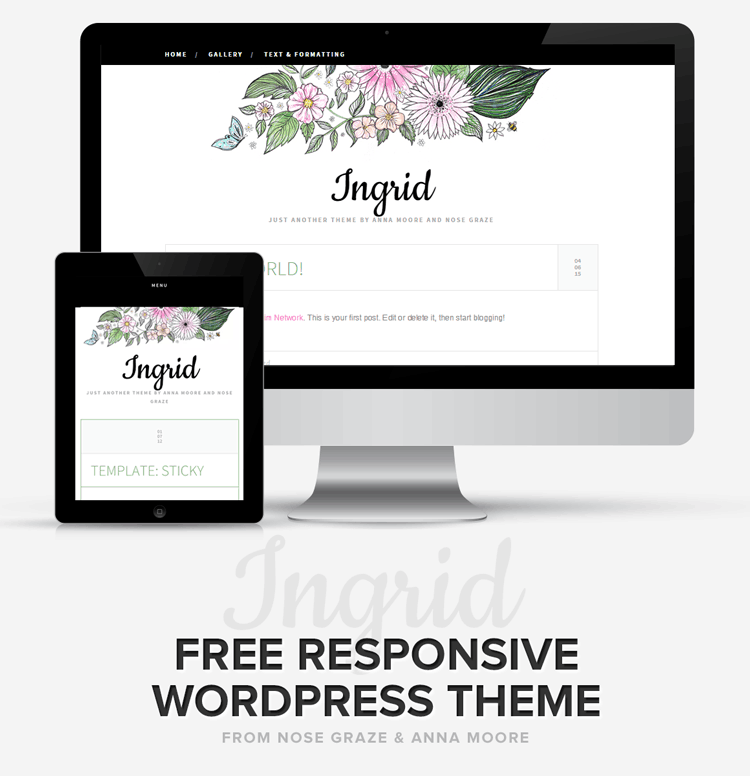 Ingrid: free, flowery, responsive WordPress theme for WordPress