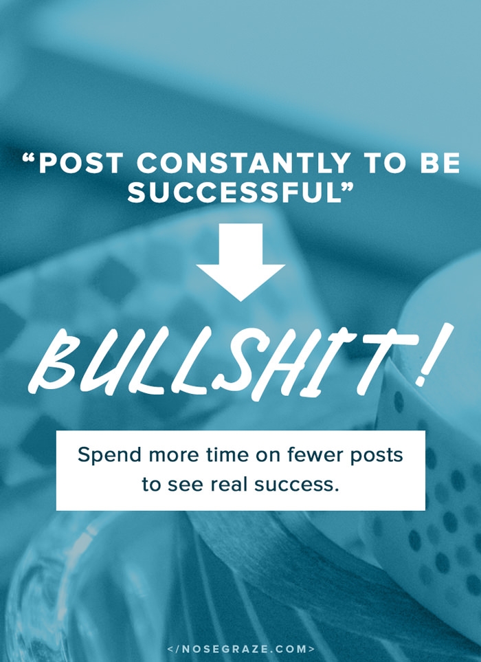 "Post constantly to be successful" is bullshit. Spend more time on fewer posts to see real success.