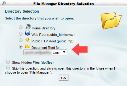 File manager directory selection