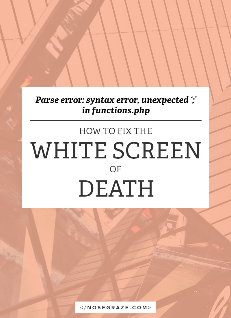 How to fix the white screen of death in WordPress after editing your functions.php file.