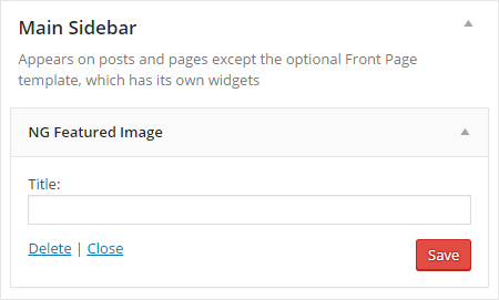 A "NG Featured Image" widget with a field for "Title"