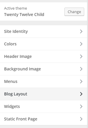 Customizer section for "Blog Layout"