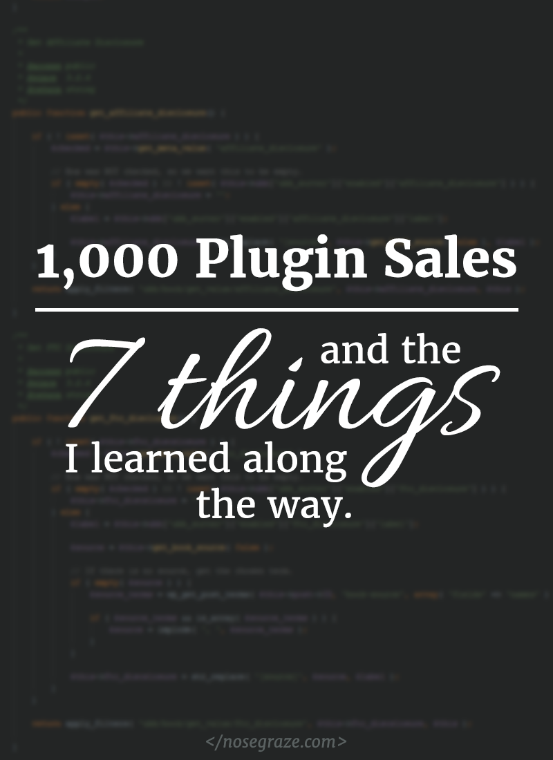 1,000 WordPress plugin sales and the 7 things I learned along the way.